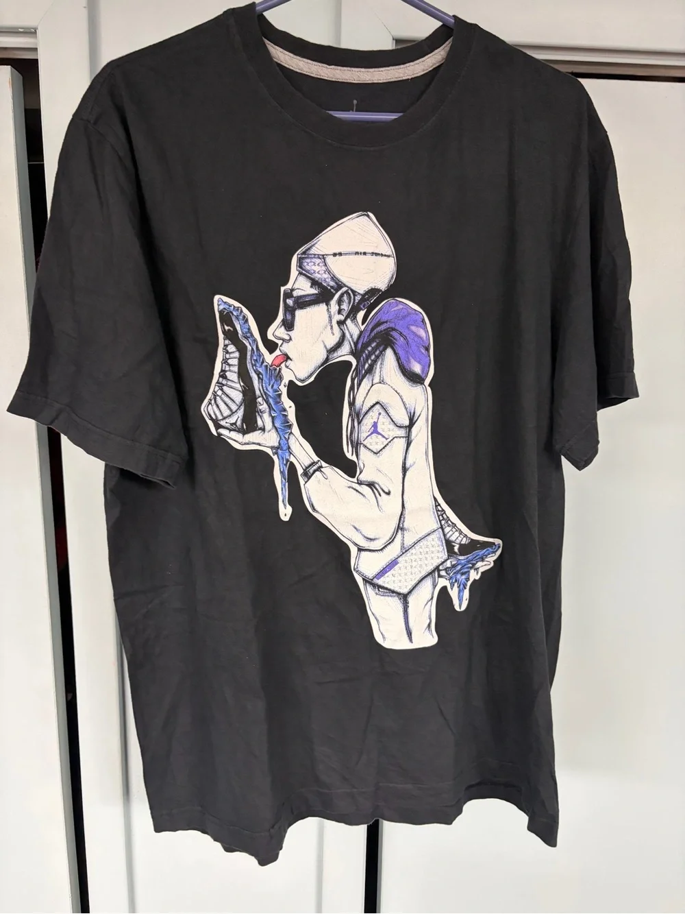 Jordan athletic brand Retro 11 Icy Bottom Art of Mondo sneakers shirt size XL